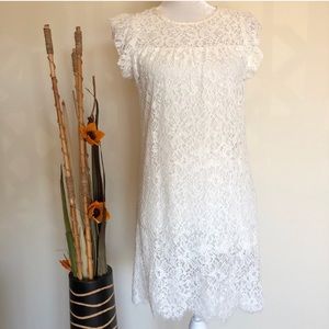 Zara white lace fitted dress